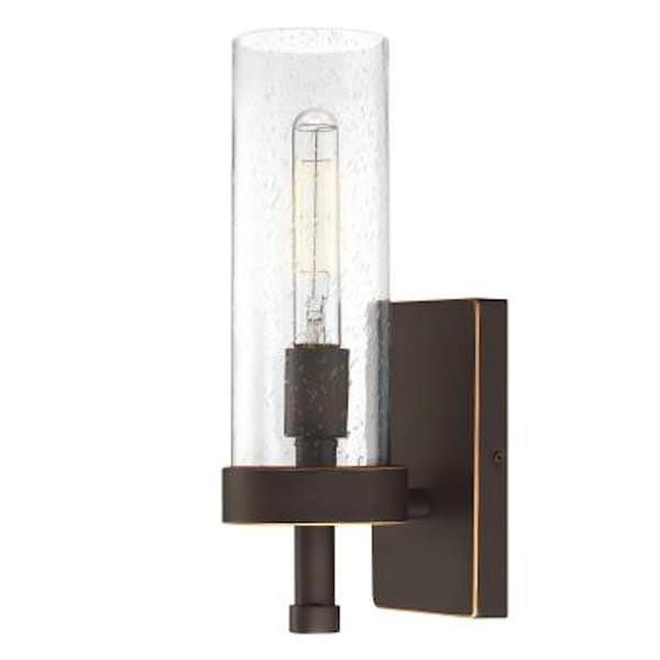 1 Light Oil Rubbed Bronze with Clear Seeded Glass Wall Light Fixture