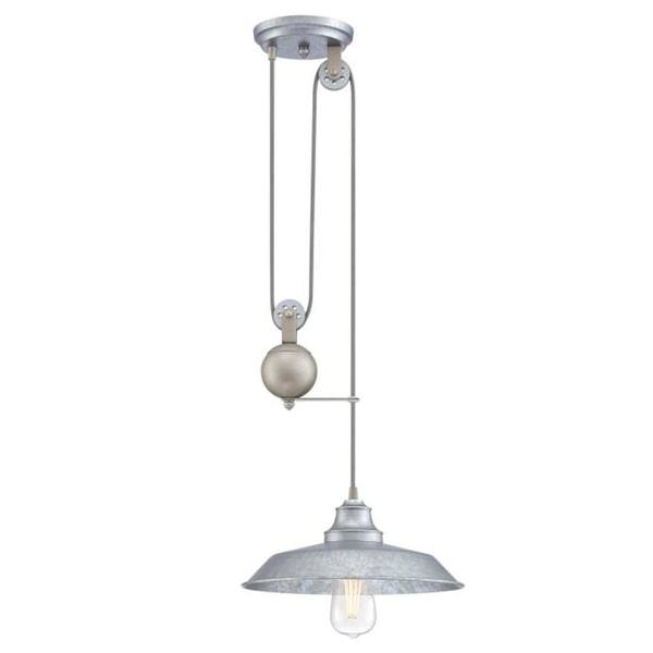 1 Light Galvanized Steel Pully Pendant