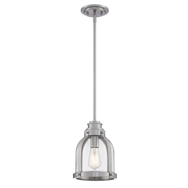 1 Light Brushed Nickel Clear Glass Mini Pendant