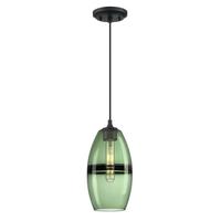 View 1 Light Matte Black with Forest Glass Mini Pendant Ceiling Light Fixture