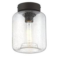 Westinghouse 1 Light 8" Oil Rubbed Bronze with Clear Seeded Glass Semi-Flush Ceiling Light Fixture