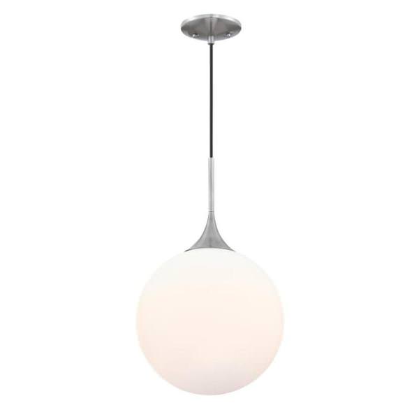1 Light 12 watt 3000K Natural White Brushed Nickel Dimmable LED Pendant Light Fixture