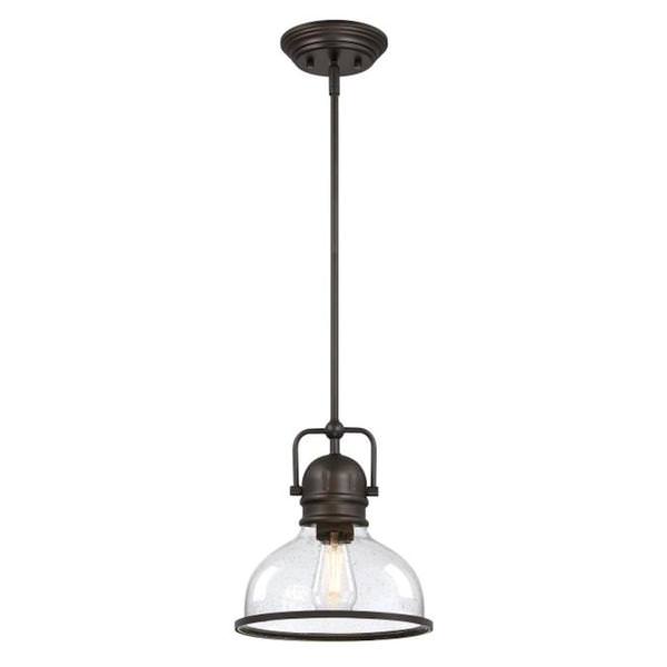 1 Light Black/Bronze with Clear Seeded Glass Pendant