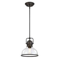 Westinghouse 1 Light Black/Bronze with Clear Seeded Glass Pendant