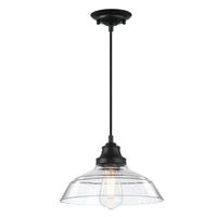 Westinghouse 1 Light Matte Black with Clear Seeded Glass Pendant