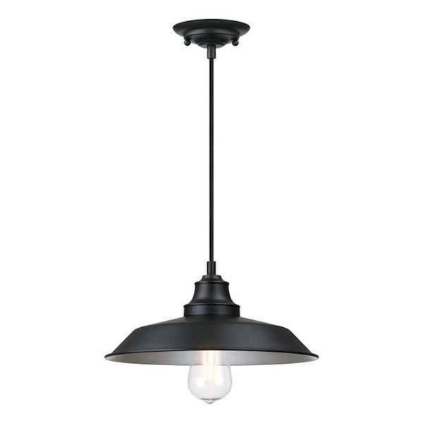 1 Light Matte Black Finish Iron Hill Pendant