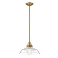 Westinghouse 1 Light Brushed Brass with Clear Seeded Glass Pendant