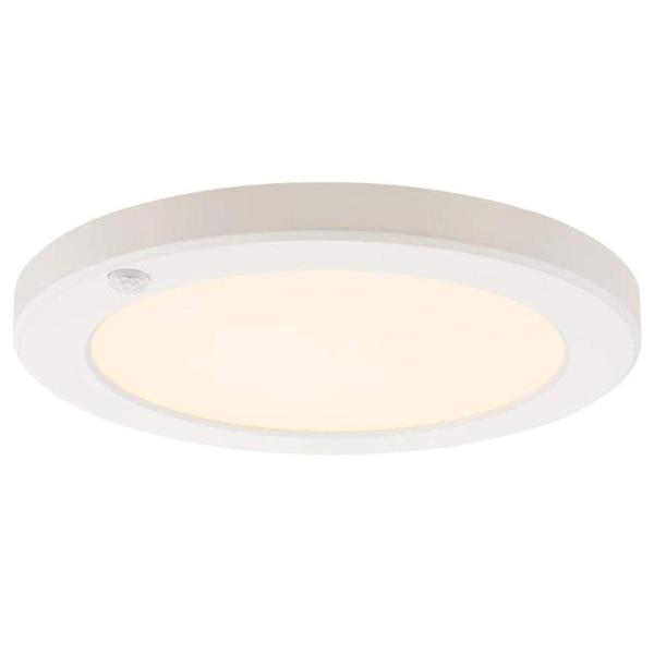 8" 18 watt 120 volt 3000K Natural Round White LED Ceiling Light Fixture with Motion Sensor