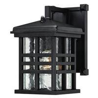 Westinghouse 1 Light (Medium Screw Base) 11.25" Lantern Textured Black with Clear Water Glass Wall Light Fixture with Dusk to Dawn Sensor