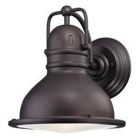 View 9 watt 120 volt LED 11.6" Lantern Oil Rubbed Bronze Wall Light Fixture with Clear Prismatic Lens