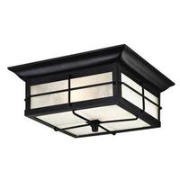 Westinghouse 2 Light (Medium Screw Base) 11" Square Flush Textured Black with Frosted Seed Glass Wall Light Fixture
