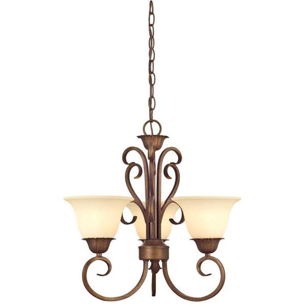 3 Light (Medium Screw Base) 19" Regal Springs Ebony Gold Finish with Burnt Scavo Glass Chandelier Light Fixture