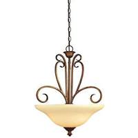 View 3 Light (Medium Screw Base) 19" Regal Springs Ebony Gold Finish with Burnt Scavo Glass Pendant Light Fixture