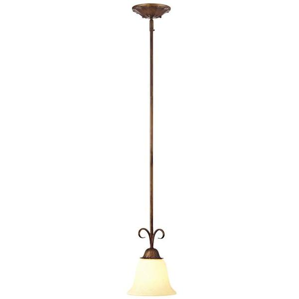 1 Light (Medium Screw Base) 7" Regal Springs Ebony Gold Finish with Burnt Scavo Glass Mini Pendant Light Fixture