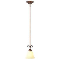 Westinghouse 1 Light (Medium Screw Base) 7" Regal Springs Ebony Gold Finish with Burnt Scavo Glass Mini Pendant Light Fixture