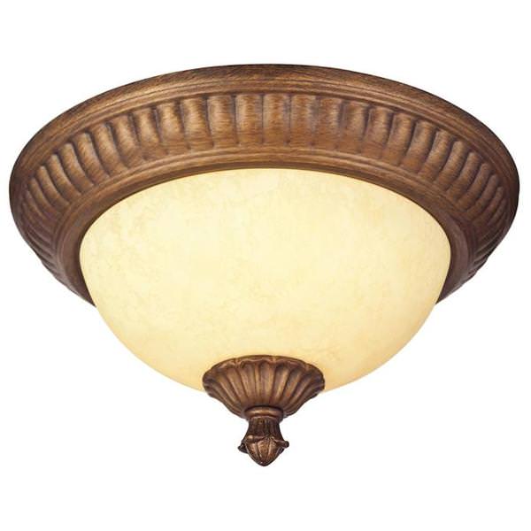 2 Light (Medium Screw Base) 13.75" Regal Springs Flush Mount Ebony Gold Finish with Burnt Scavo Glass Ceiling Light Fixture