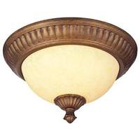 View 2 Light (Medium Screw Base) 13.75" Regal Springs Flush Mount Ebony Gold Finish with Burnt Scavo Glass Ceiling Light Fixture