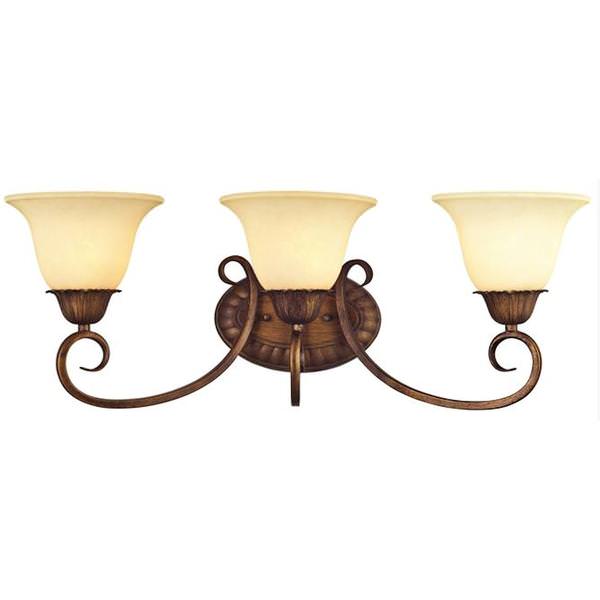 3 Light (Medium Screw Base) 25.25" Regal Springs Ebony Gold Finish with Burnt Scavo Glass Wall Light Fixture