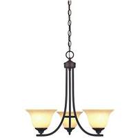 Westinghouse 3 Light (Medium Screw Base) 22.2" Kings Canyon Oil Rubbed Bronze Finish with Burnt Scavo Glass Chandelier Light Fixture