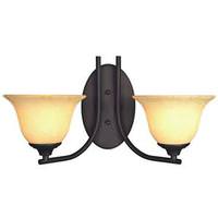 View 2 Light (Medium Screw Base) 17" Kings Canyon Oil Rubbed Bronze Finish with Burnt Scavo Glass Wall Light Fixture