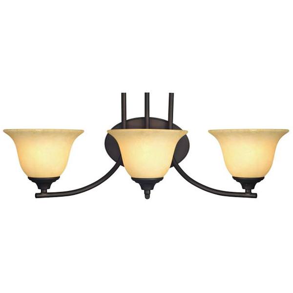 3 Light (Medium Screw Base) 25" Kings Canyon Oil Rubbed Bronze Finish with Burnt Scavo Glass Wall Light Fixture