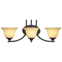 View 3 Light (Medium Screw Base) 25" Kings Canyon Oil Rubbed Bronze Finish with Burnt Scavo Glass Wall Light Fixture