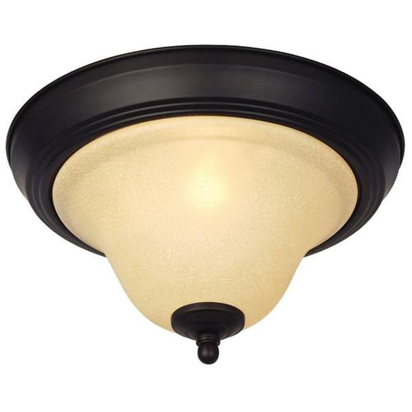 1 Light (Medium Screw Base) 11" Elena Flush Mount Dark Bronze Finish with Antique Amber Glass Ceiling Light Fixture