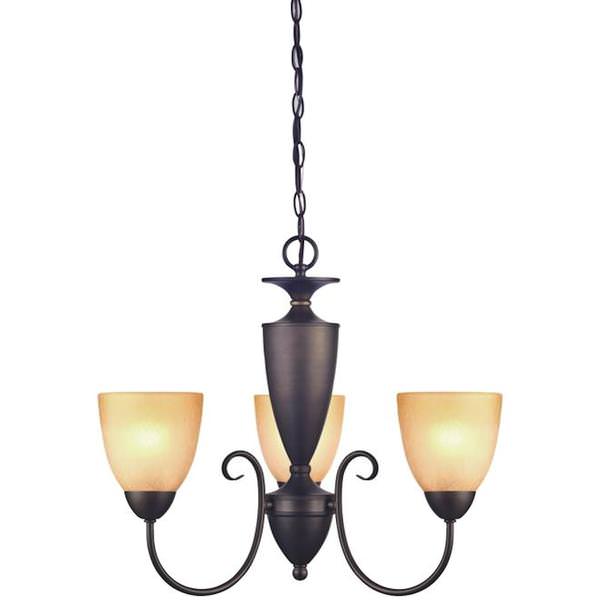 3 Light (Medium Screw Base) 21.75" Chapel Hill Oil Rubbed Bronze Finish with Antique Amber Scavo Glass Chandelier Light Fixture