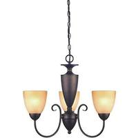 Westinghouse 3 Light (Medium Screw Base) 21.75" Chapel Hill Oil Rubbed Bronze Finish with Antique Amber Scavo Glass Chandelier Light Fixture