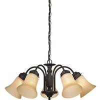 Westinghouse 5 Light (Medium Screw Base) 23" Trinity II Oil Rubbed Bronze Finish with Aged Alabaster Glass Chandelier Light Fixture