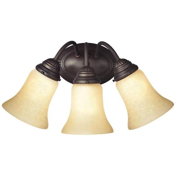 3 Light (Medium Screw Base) 17.25" Trinity II Oil Rubbed Bronze Finish with Aged Alabaster Glass Wall Light Fixture