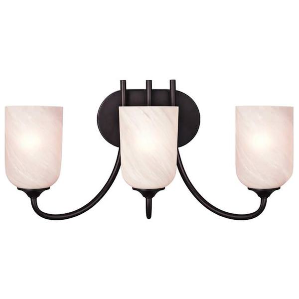 3 Light (Medium Screw Base) 21.25" Treebridge Station Espresso Finish with White Alabaster Glass Wall Light Fixture