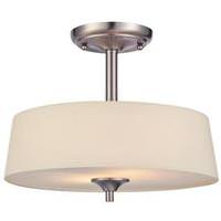 Westinghouse 2 Light (Medium Screw Base) 13" Parker Mews Semi Flush Brushed Nickel Finish with White Linen Fabric Shade Ceiling Light Fixture