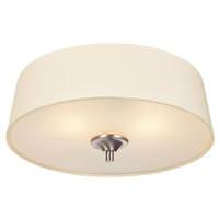 View 2 Light (Medium Screw Base) 13" Parker Mews Flush Mount Brushed Nickel Finish with White Linen Fabric Shade Ceiling Light Fixture