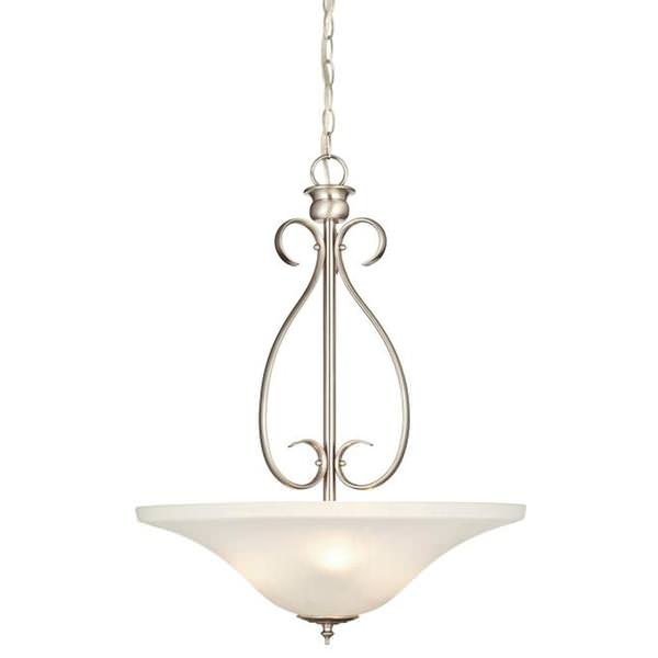 3 Light (Medium Screw Base) 19.75" Fontane Brushed Nickel Finish with Frosted Glass Pendant Light Fixture