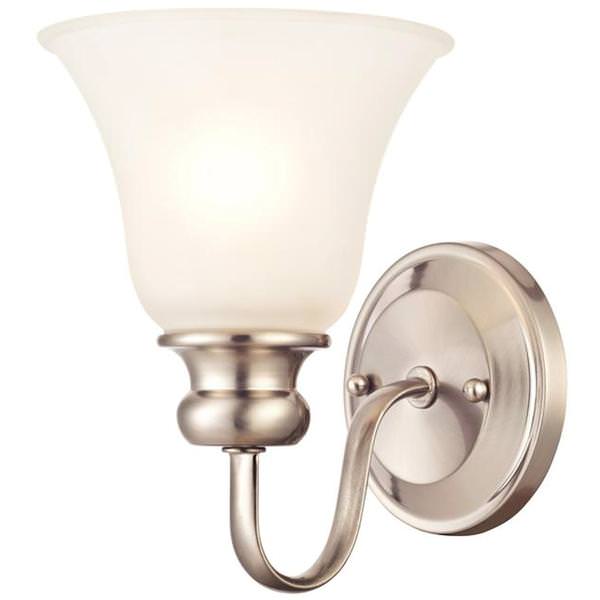 1 Light (Medium Screw Base) 6.5" Fontane Brushed Nickel Finish with Frosted Glass Wall Light Fixture