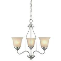Westinghouse 3 Light (Medium Screw Base) 21.5" Clinton Satin Nickel Finish with White Alabaster Glass Chandelier Light Fixture
