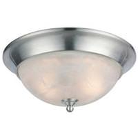 View 2 Light (Medium Screw Base) 13" Clinton Flush Mount Satin Nickel Finish with White Alabaster Glass Ceiling Light Fixture