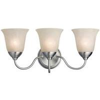 View 3 Light (Medium Screw Base) 22" Clinton Satin Nickel Finish with White Alabaster Glass Wall Light Fixture