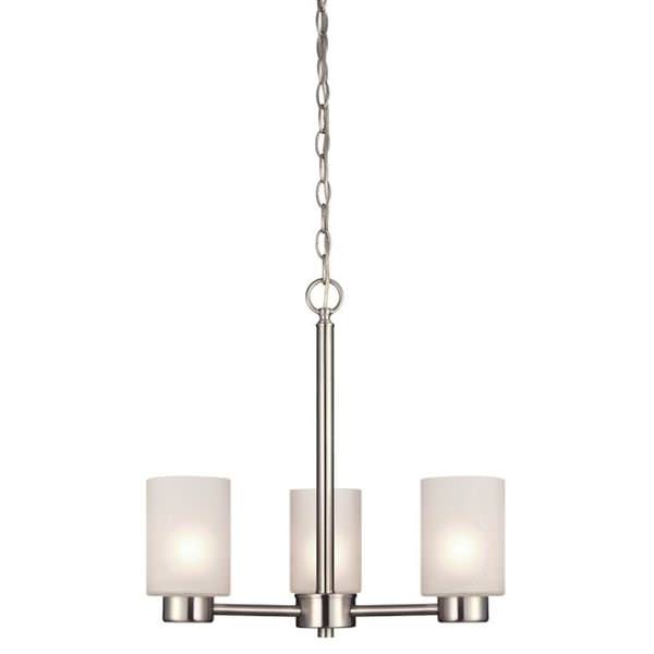 3 Light (Medium Screw Base) 18.25" Sylvestre Brushed Nickel Finish with Frosted Seeded Glass Chandelier Light Fixture