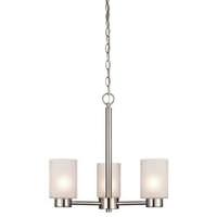 Westinghouse 3 Light (Medium Screw Base) 18.25" Sylvestre Brushed Nickel Finish with Frosted Seeded Glass Chandelier Light Fixture