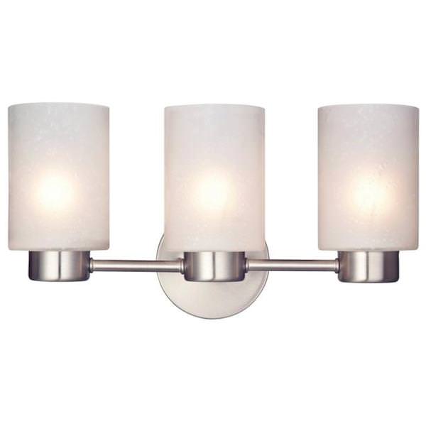 3 Light (Medium Screw Base) 15.75" Sylvestre Brushed Nickel Finish with Frosted Seeded Glass Wall Light Fixture