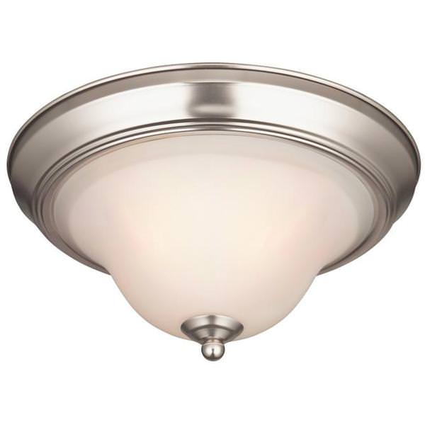 1 Light (Medium Screw Base) 11.4" Swanstone Flush Mount Satin Nickel Finish with White Opal Glass Ceiling Light Fixture