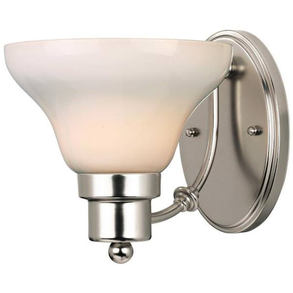 1 Light (Medium Screw Base) 7.2" Swanstone Satin Nickel Finish with White Opal Glass Wall Light Fixture