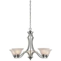 Westinghouse 5 Light (Medium Screw Base) 30.5" Fallon Satin Platinum Finish with White Alabaster Glass Chandelier Light Fixture