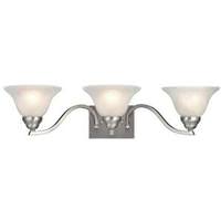 View 3 Light (Medium Screw Base) 27.75" Fallon Satin Platinum Finish with White Alabaster Glass Wall Light Fixture
