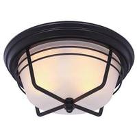 Westinghouse 2 Light (Medium Screw Base) 12.6" Bonneville Flush Mount Weathered Bronze Finish on Steel with Frosted Glass Ceiling Light Fixture