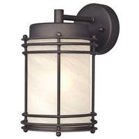 Westinghouse 1 Light (Medium Screw Base) 6.25" Parksville Oil Rubbed Bronze Finish on Steel with White Alabaster Glass Wall Lantern Light Fixture