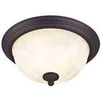 Westinghouse 2 Light (Medium Screw Base) 13" Naveen Flush Mount Oil Rubbed Bronze Finish on Steel with White Alabaster Glass Ceiling Light Fixture