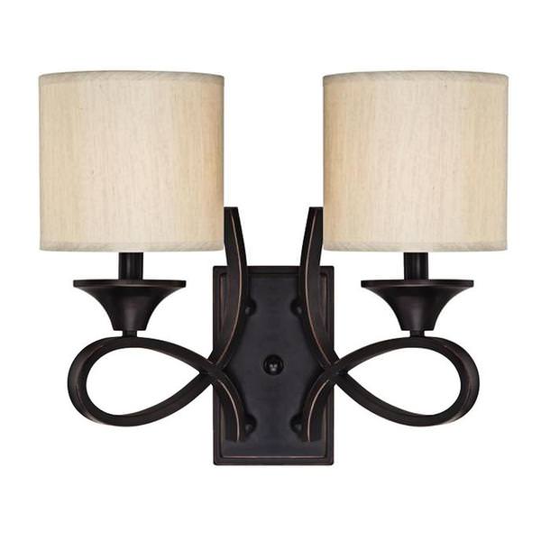 2 Light Amber Bronze Wall Light Fixture